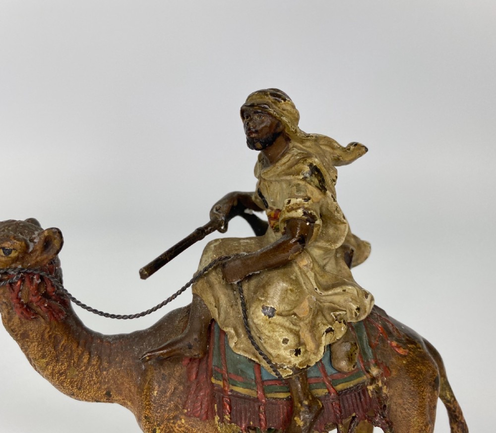Franz Bergman bronze Arab on a camel, c. 1900. View III
