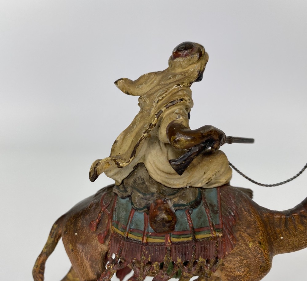 Franz Bergman bronze Arab on a camel, c. 1900. View V