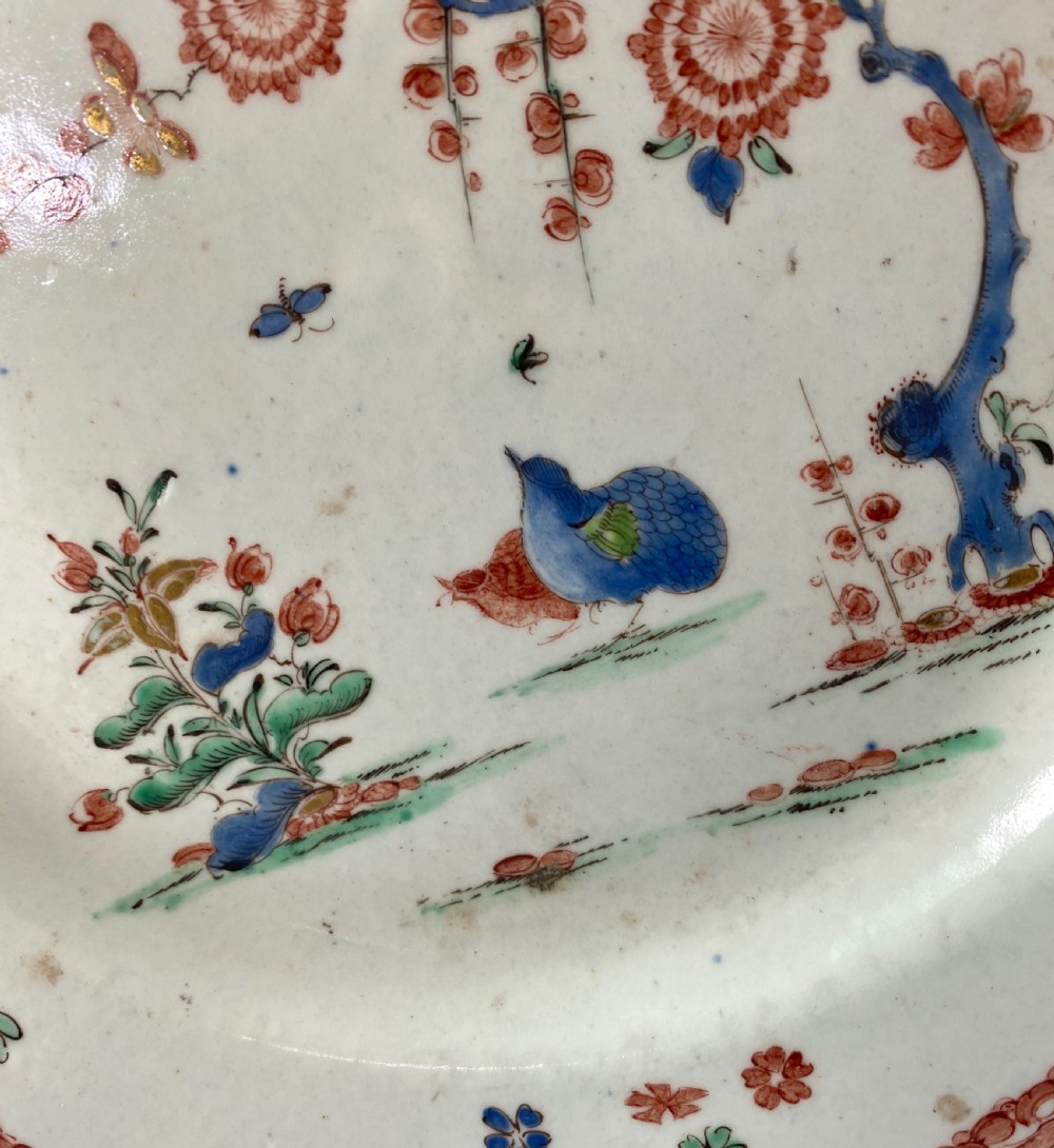 Bow porcelain plate. ‘Kakiemon Two Quail’, c. 1755. View III