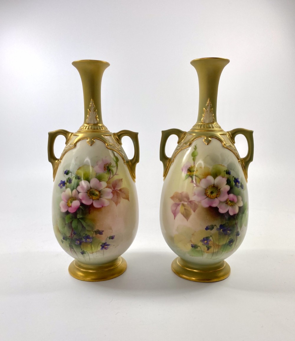 Royal Worcester vases, by George Cole, d. 1908.