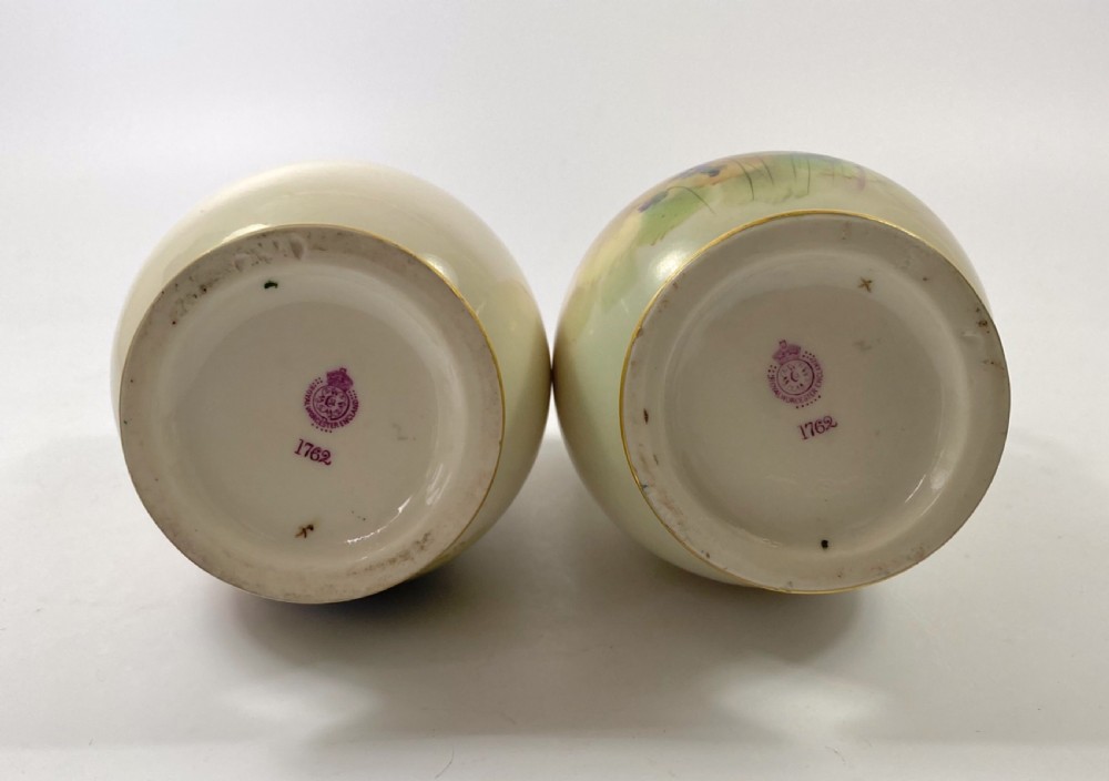 Royal Worcester vases, by George Cole, d. 1908. View IX