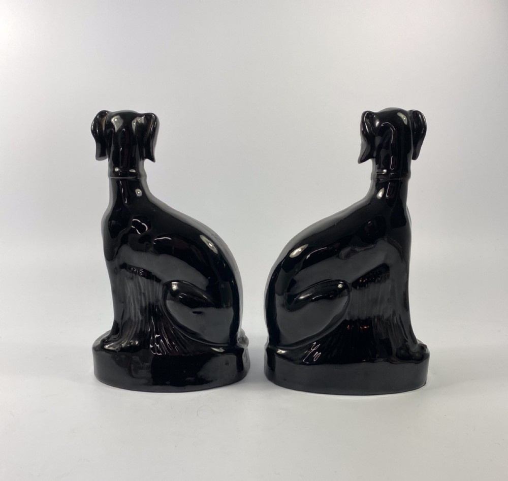Pair Staffordshire ‘Jackfield’ Lurchers, c. 1860. View III