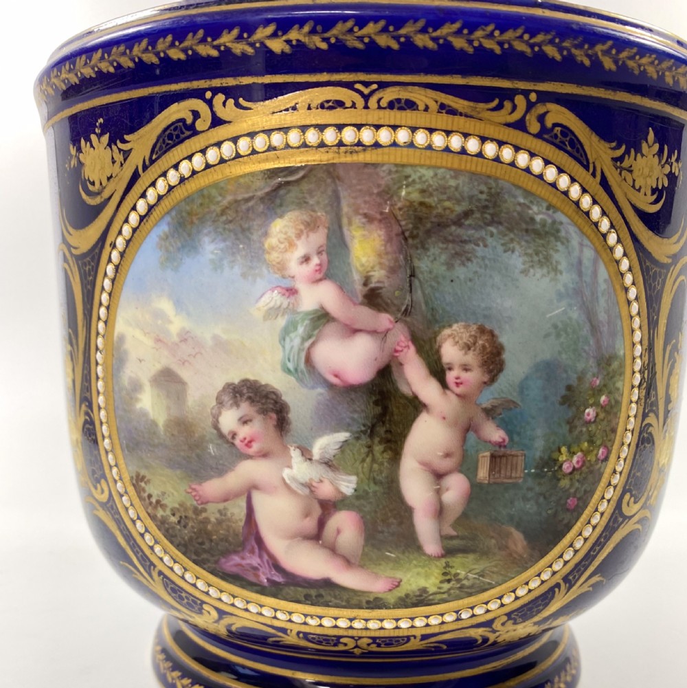 ‘Sevres’ porcelain jewelled cache pot, c. 1870. View II