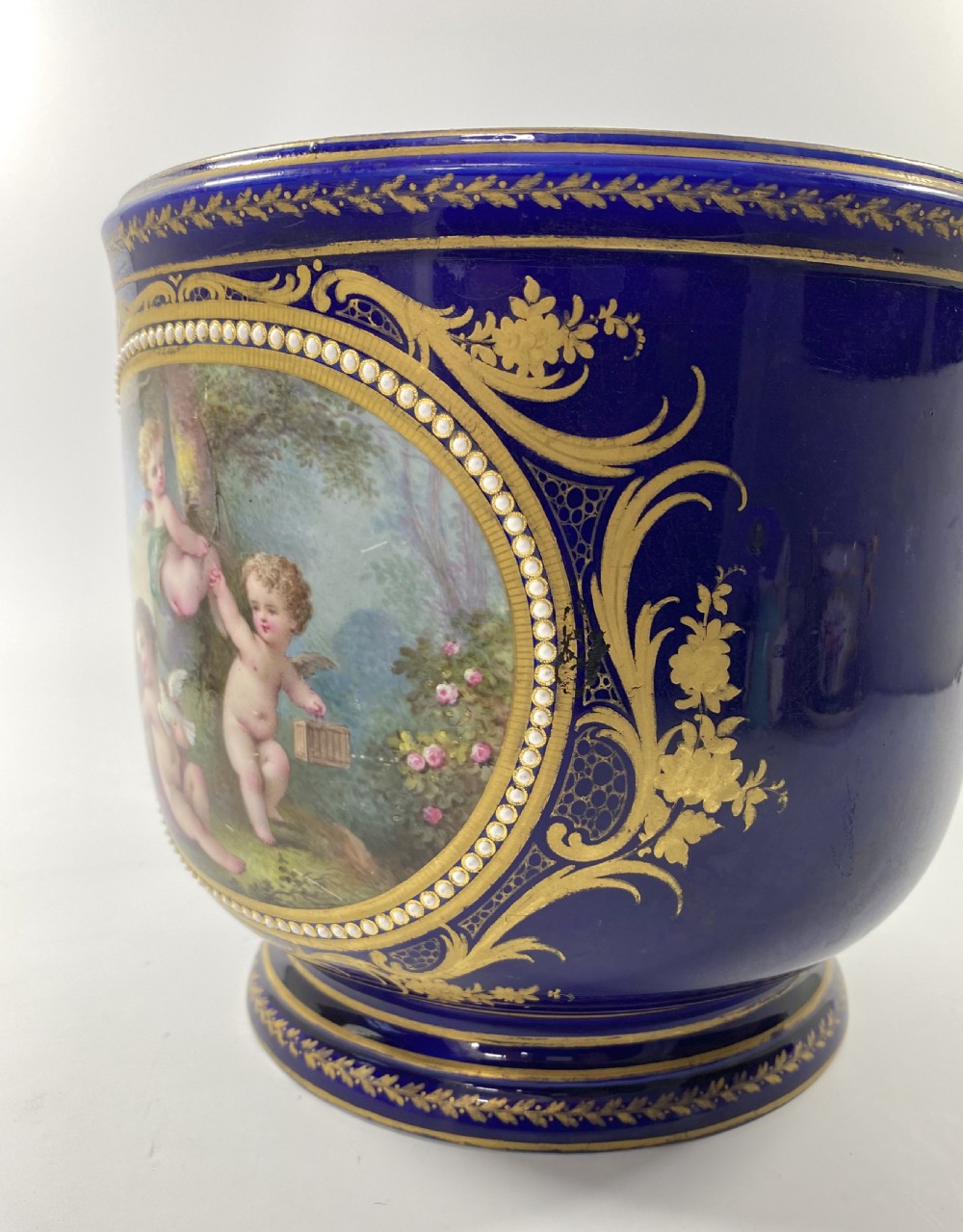 ‘Sevres’ porcelain jewelled cache pot, c. 1870. View III
