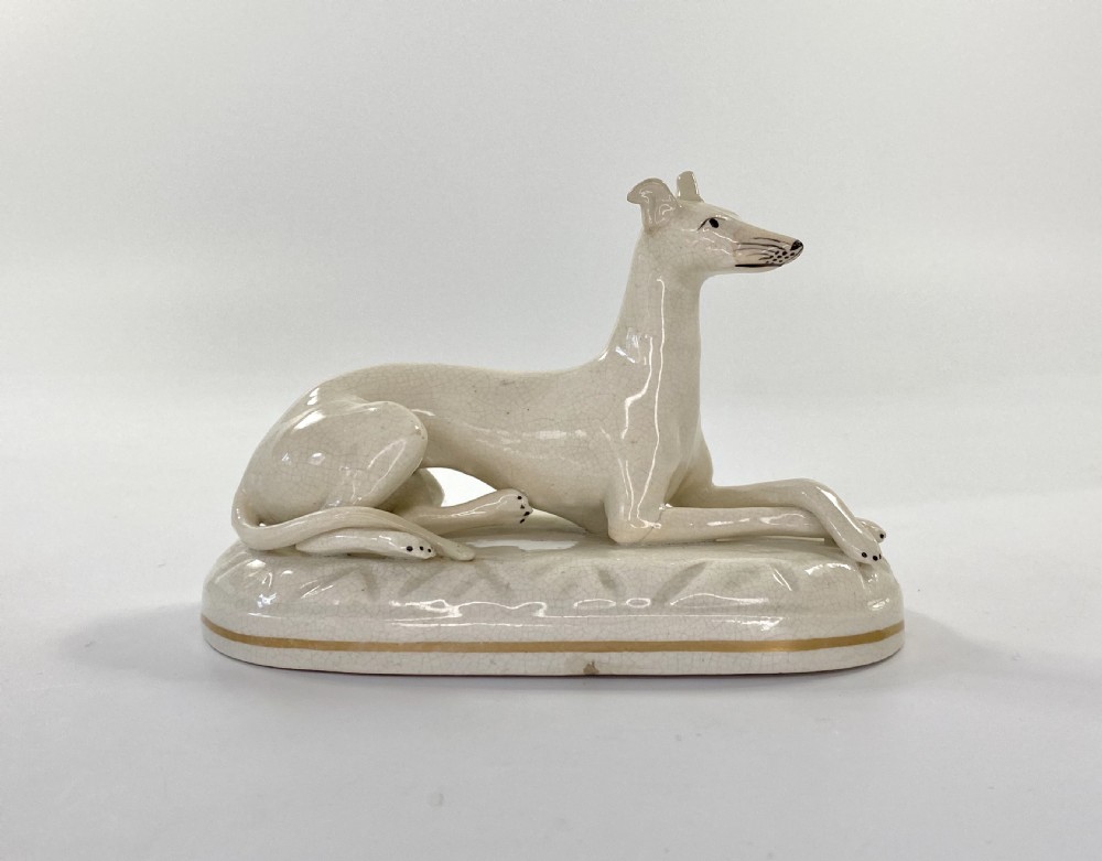 Staffordshire pottery Lurcher, c. 1840.