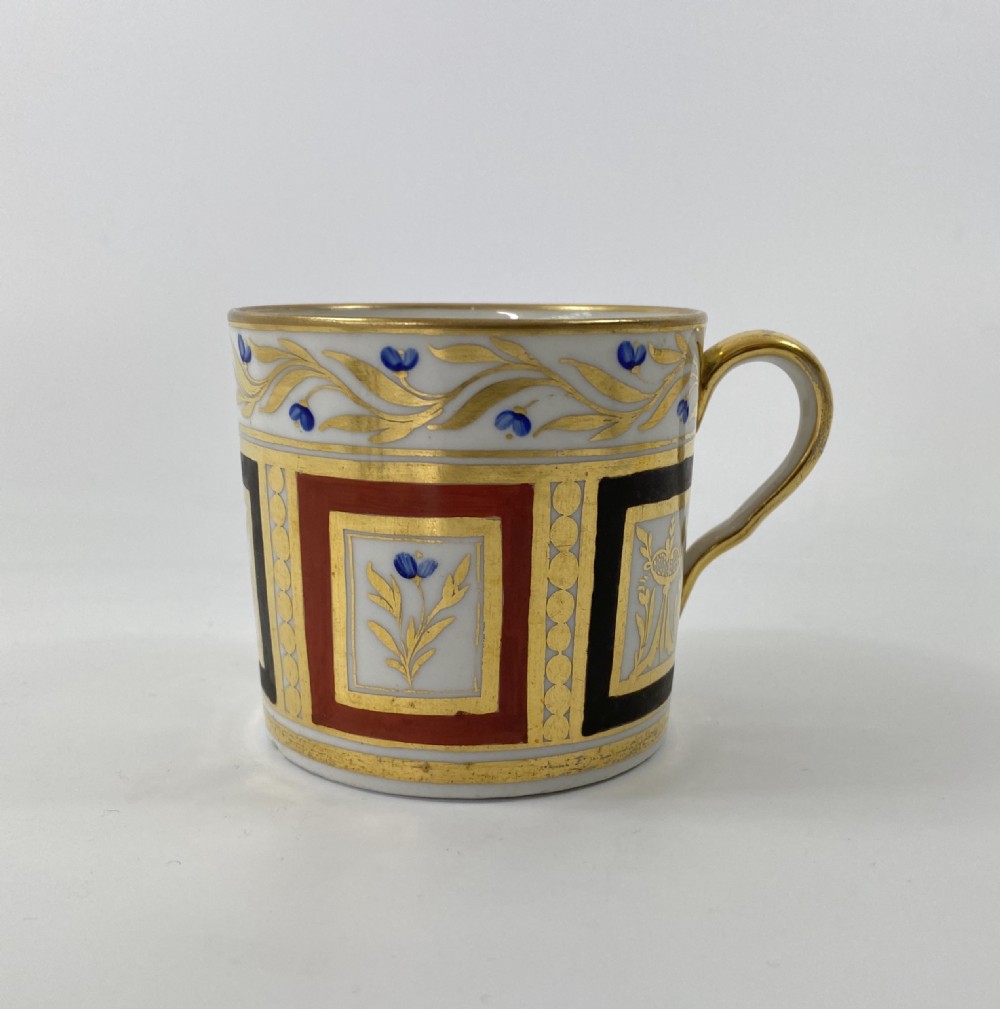 Coalport porcelain coffee can & saucer, c. 1810. View IX