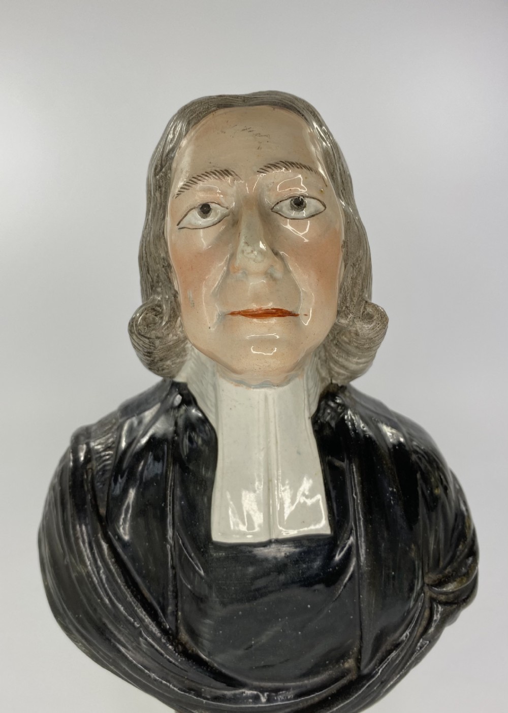 Staffordshire pottery bust,  ‘John Wesley’, c. 1830. View II