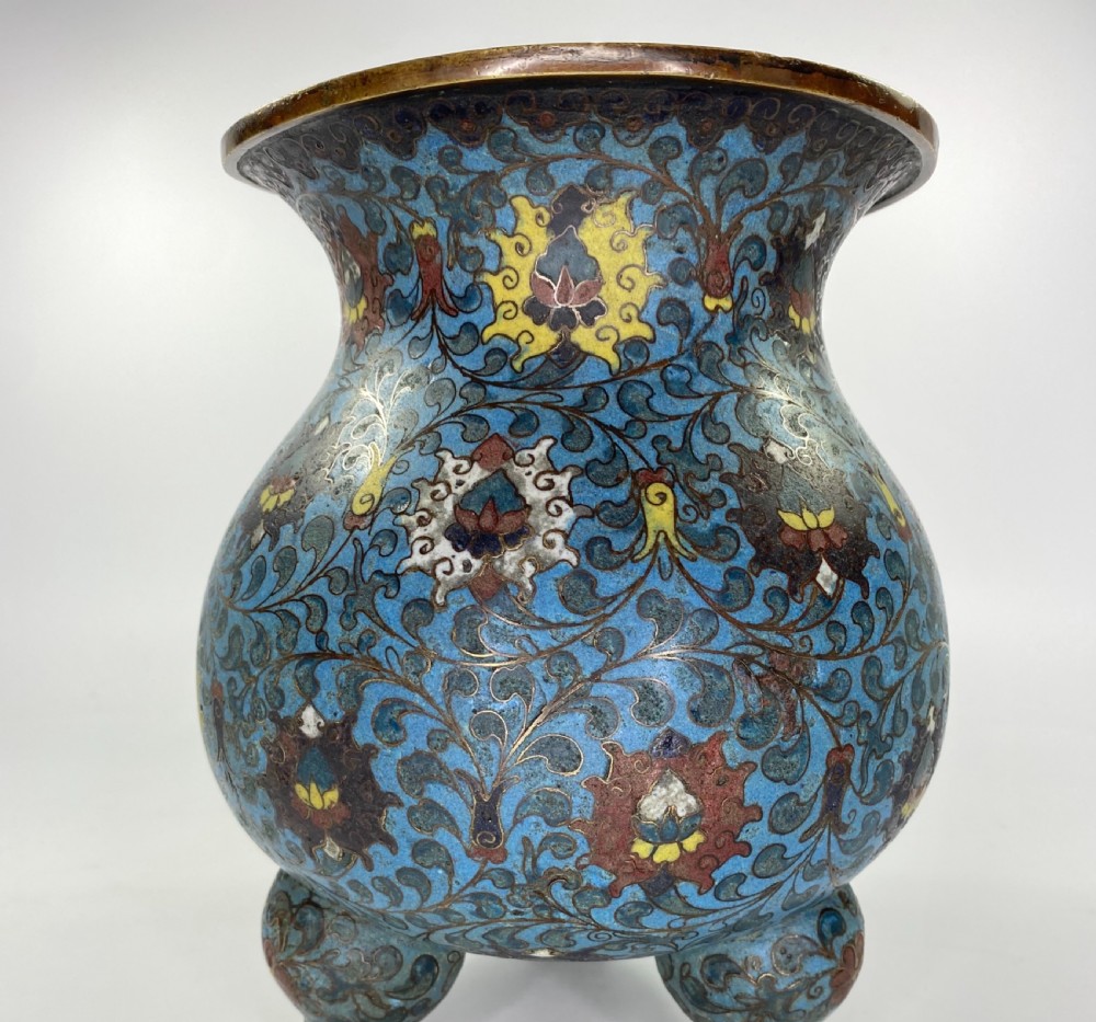 Chinese cloisonne censer. 17th C. Ming Dynasty. View VI