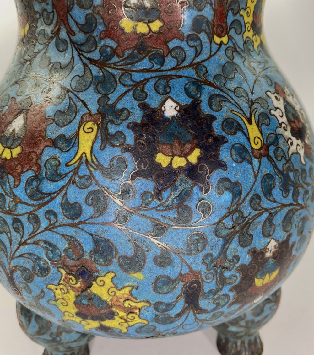 Chinese cloisonne censer. 17th C. Ming Dynasty. View VIII