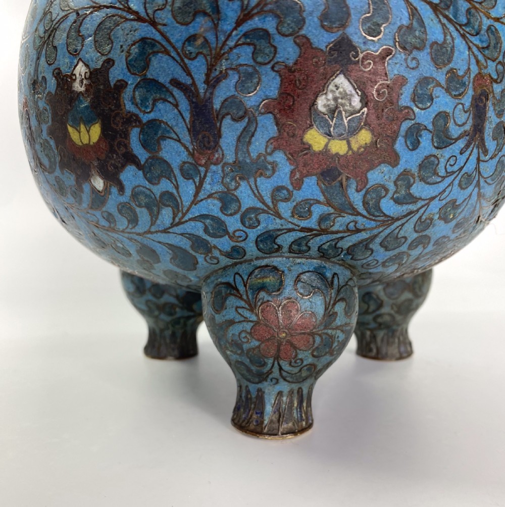 Chinese cloisonne censer. 17th C. Ming Dynasty. View X