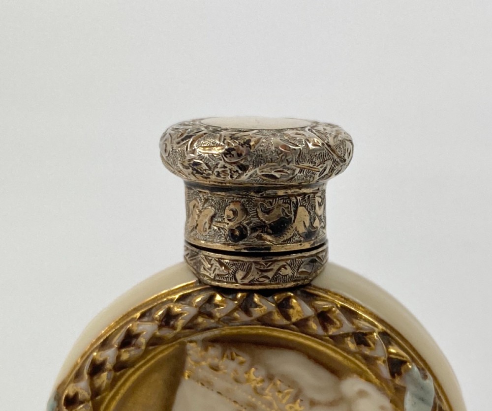 Royal Worcester scent bottle. Queen Victoria Jubille, 1887 View II