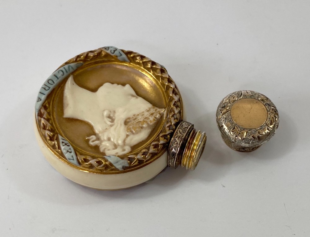 Royal Worcester scent bottle. Queen Victoria Jubille, 1887 View VI