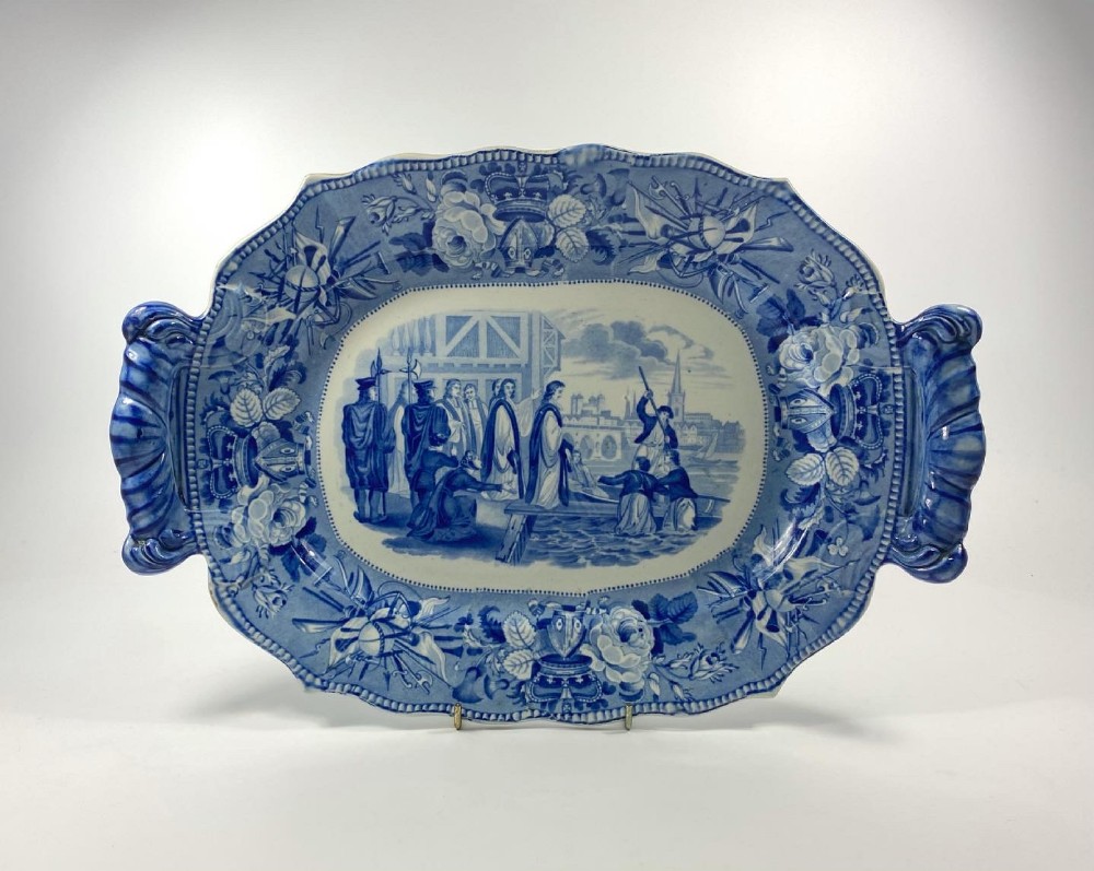 Staffs. ‘British History’ series tureen stand, c. 1830.