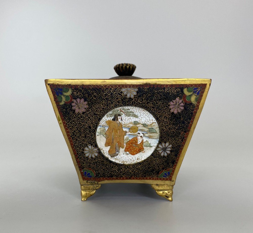 Japanese cloisonné koro & cover. Meiji Period. View IV