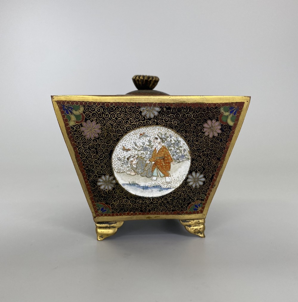 Japanese cloisonné koro & cover. Meiji Period. View X