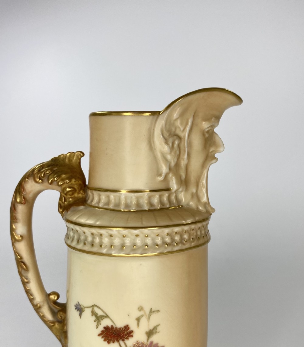 Royal Worcester ‘Mask’ jug, dated 1889. View III