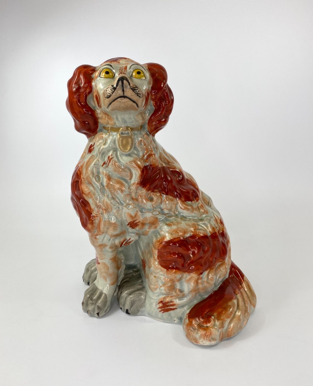 Rare pair of large Staffordshire Spaniels, c. 1840. View II