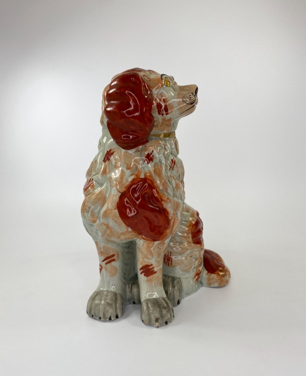 Rare pair of large Staffordshire Spaniels, c. 1840. View IV