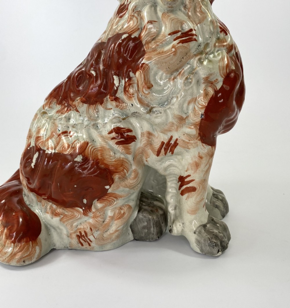 Rare pair of large Staffordshire Spaniels, c. 1840. View XIII