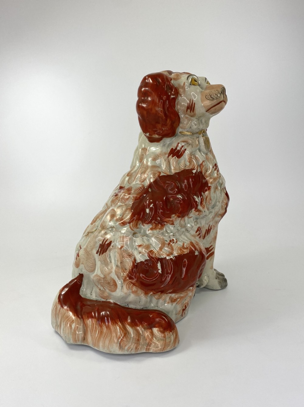 Rare pair of large Staffordshire Spaniels, c. 1840. View XIV