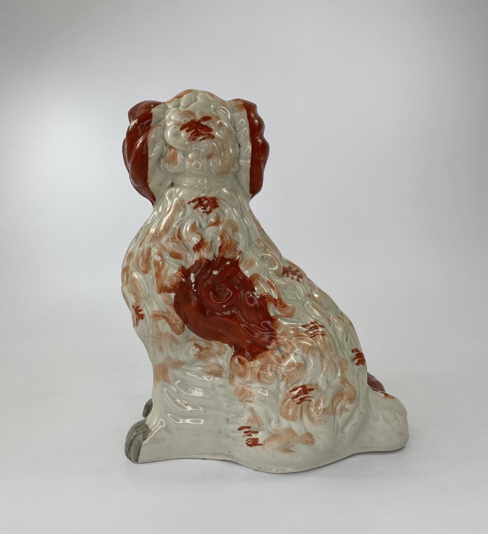 Rare pair of large Staffordshire Spaniels, c. 1840. View XV