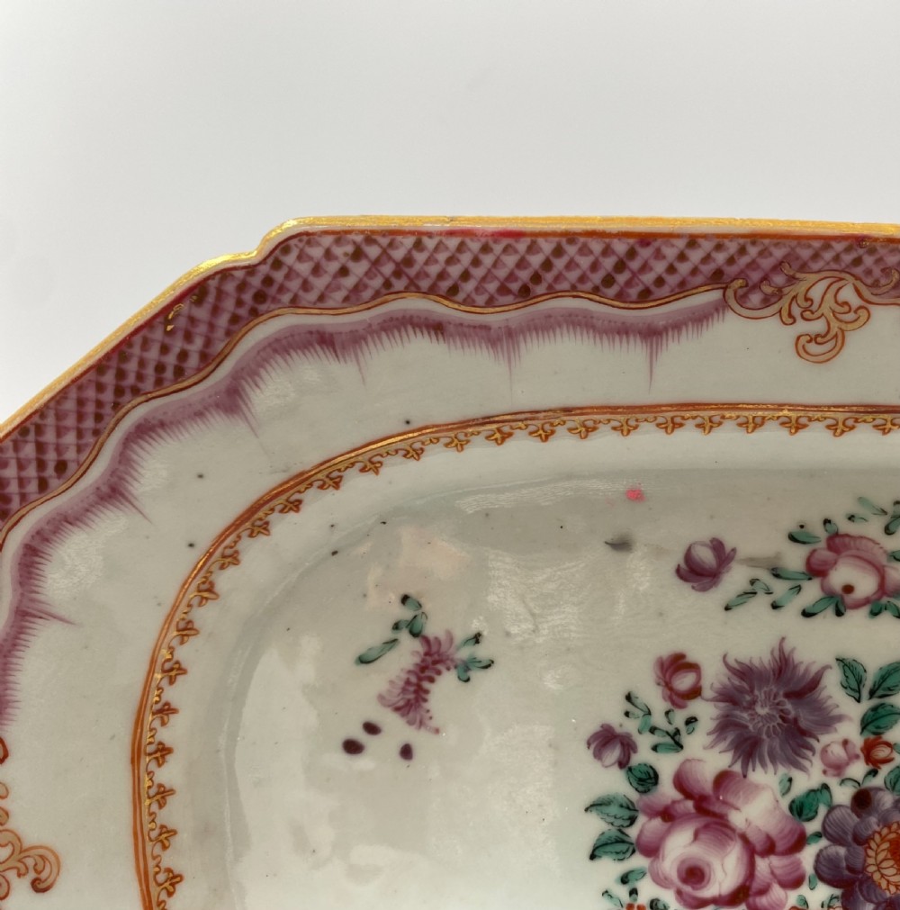 Pair Chinese porcelain platters, c. 1770. Qianlong Period. View III