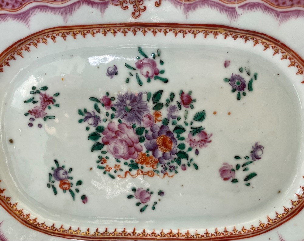 Pair Chinese porcelain platters, c. 1770. Qianlong Period. View VI