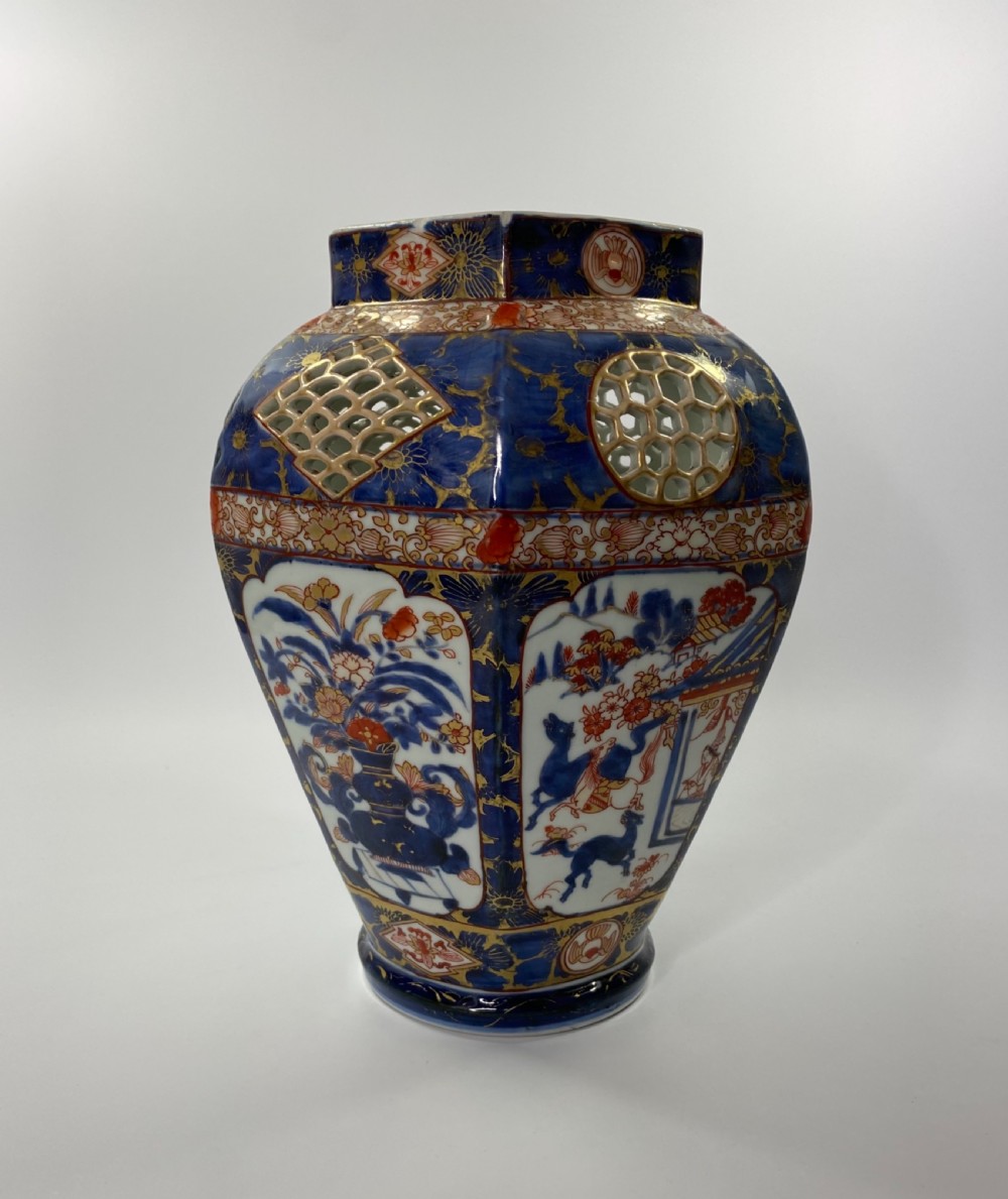 Imari reticulated vase, Arita, Japan, c.1700. Edo Period. View IV