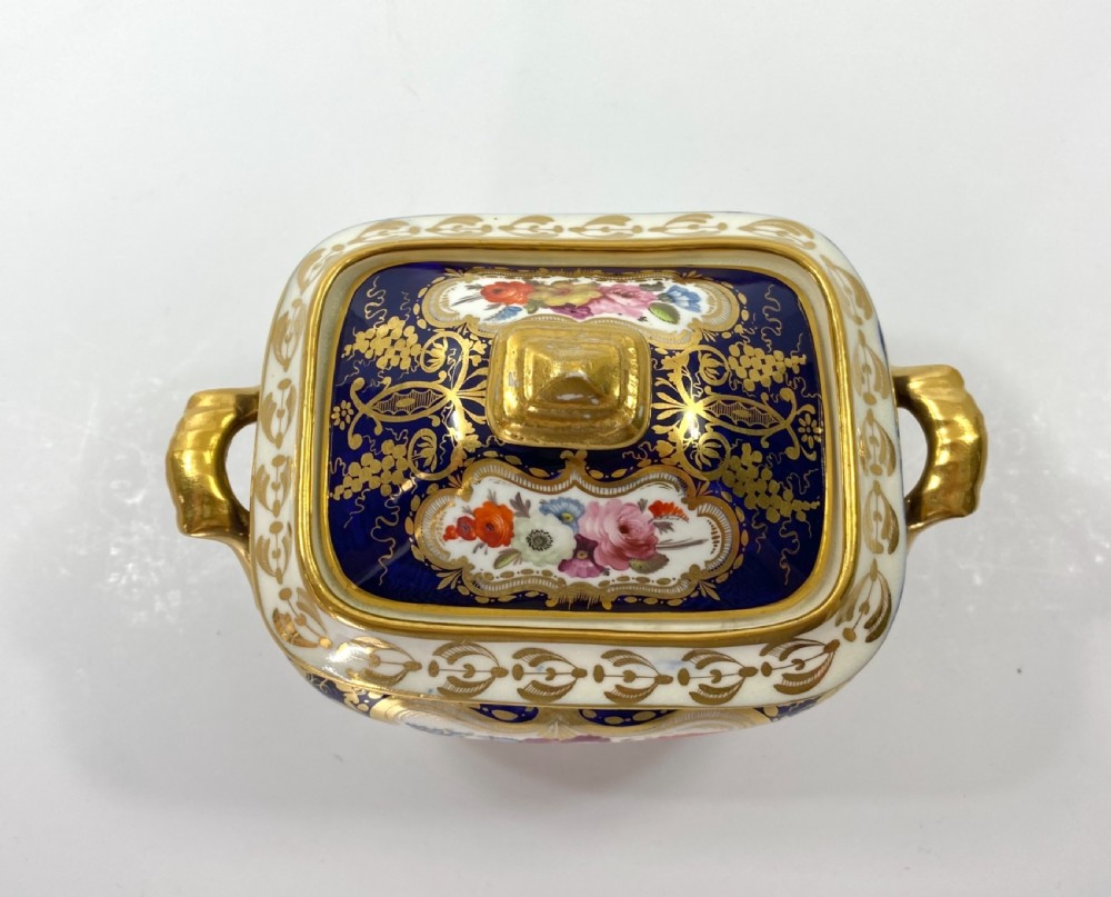 Coalport porcelain sucrier & cover, c. 1830. View VII