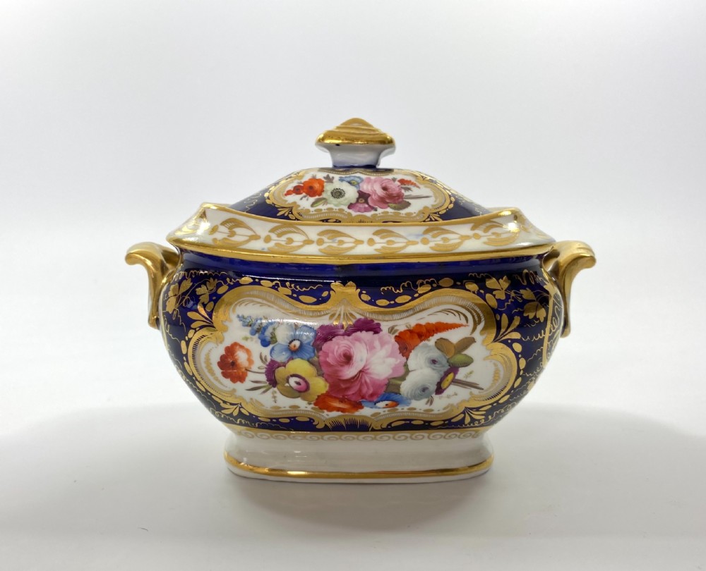 Coalport porcelain sucrier & cover, c. 1830. View VIII