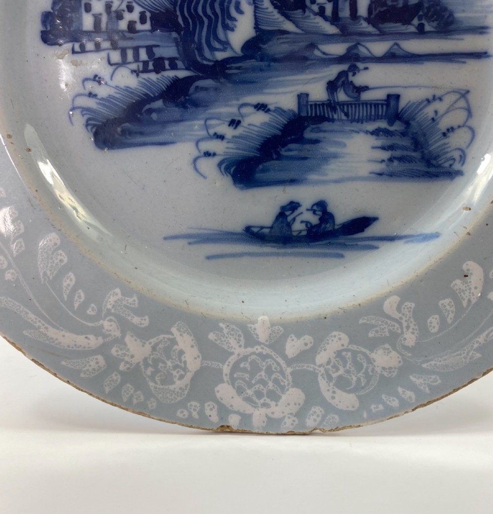 Bristol Delft dish, c. 1760.  View IV