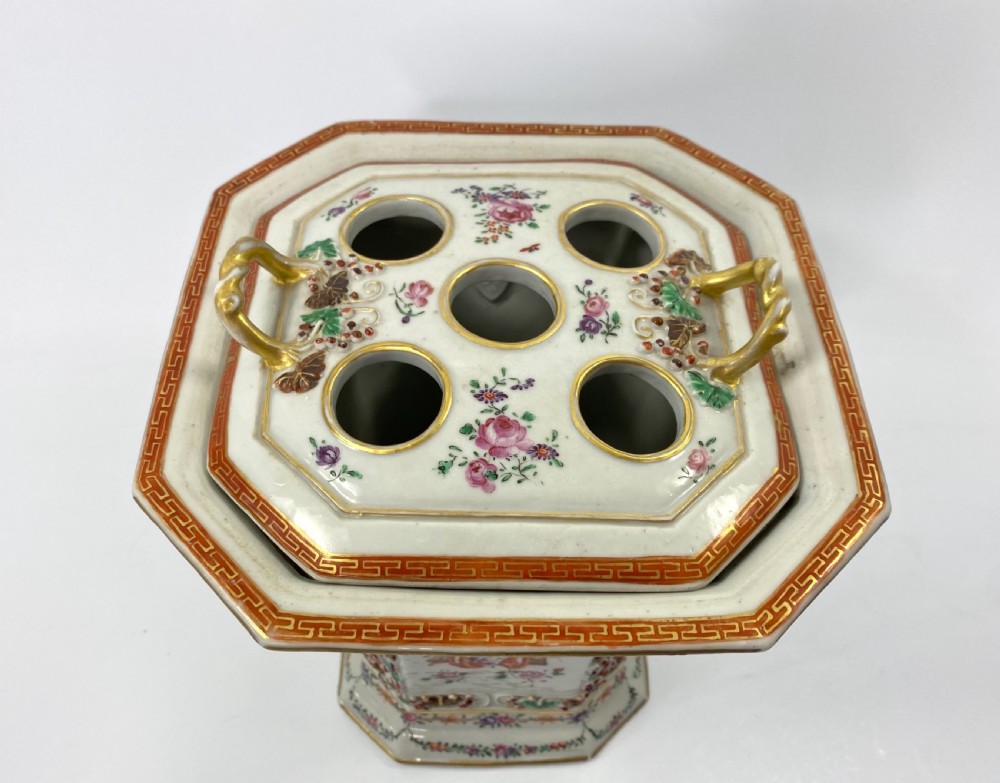 Pair Chinese porcelain bough pots & covers, c. 1760. Qianlong Period. View XI