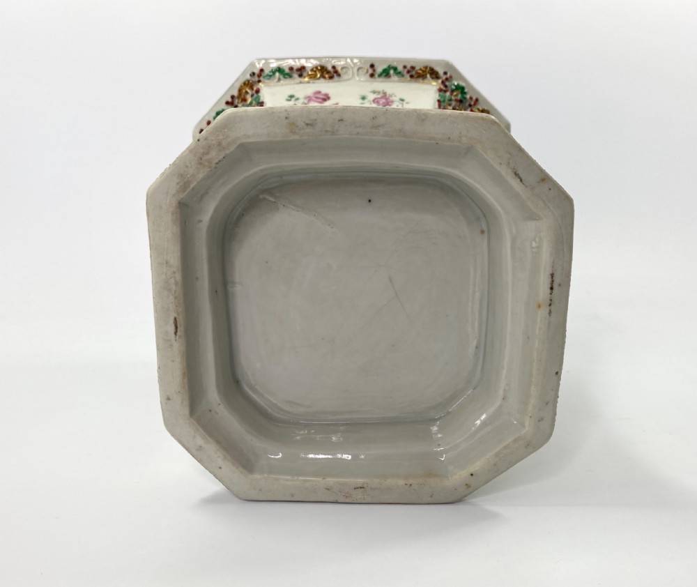 Pair Chinese porcelain bough pots & covers, c. 1760. Qianlong Period. View XIV