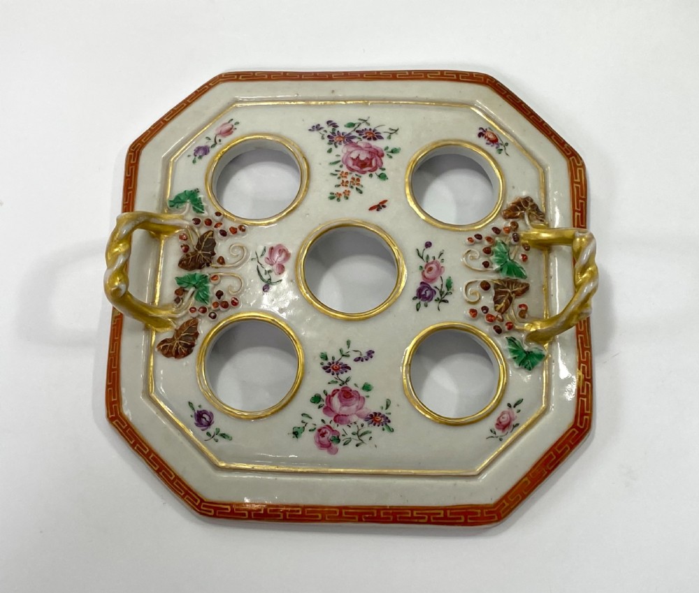 Pair Chinese porcelain bough pots & covers, c. 1760. Qianlong Period. View XVI