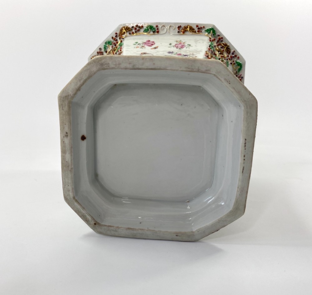 Pair Chinese porcelain bough pots & covers, c. 1760. Qianlong Period. View XVIII