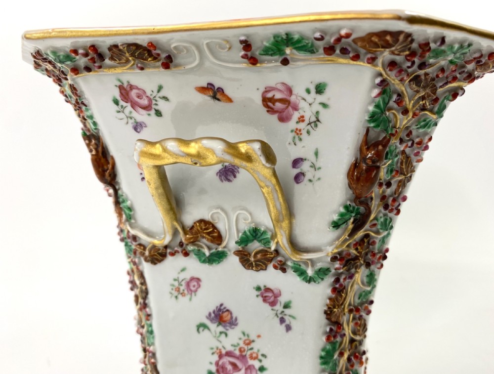 Pair Chinese porcelain bough pots & covers, c. 1760. Qianlong Period. View XIX