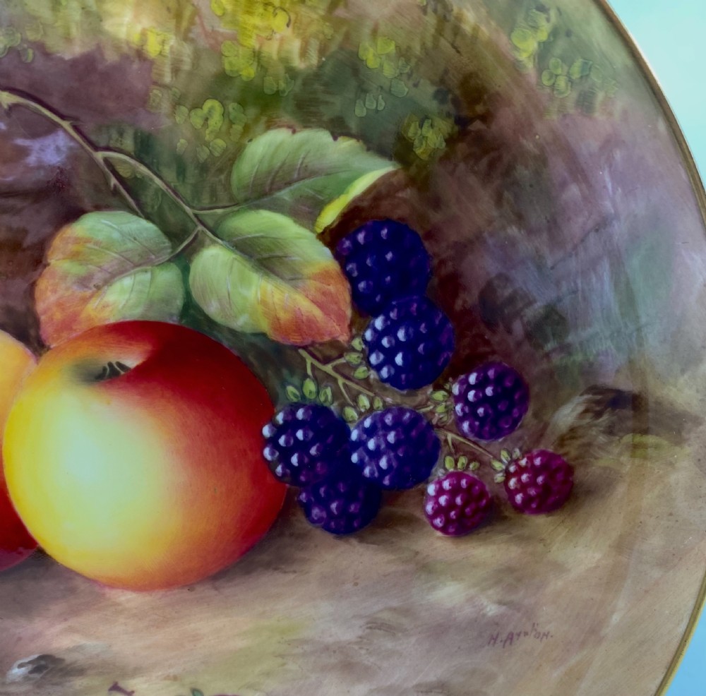 Royal Worcester porcelain Fruit plate. Harry Ayrton, dated 1933. View V