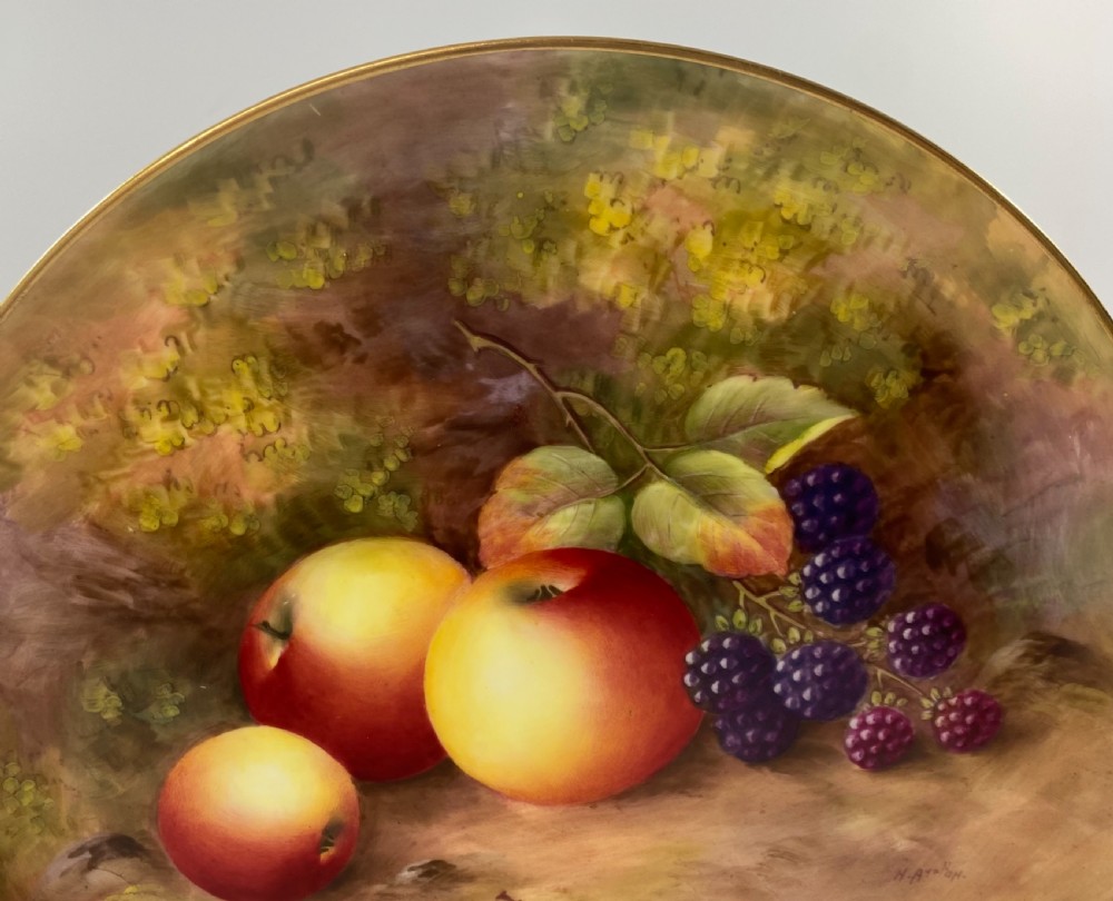 Royal Worcester porcelain Fruit plate. Harry Ayrton, dated 1933. View XI