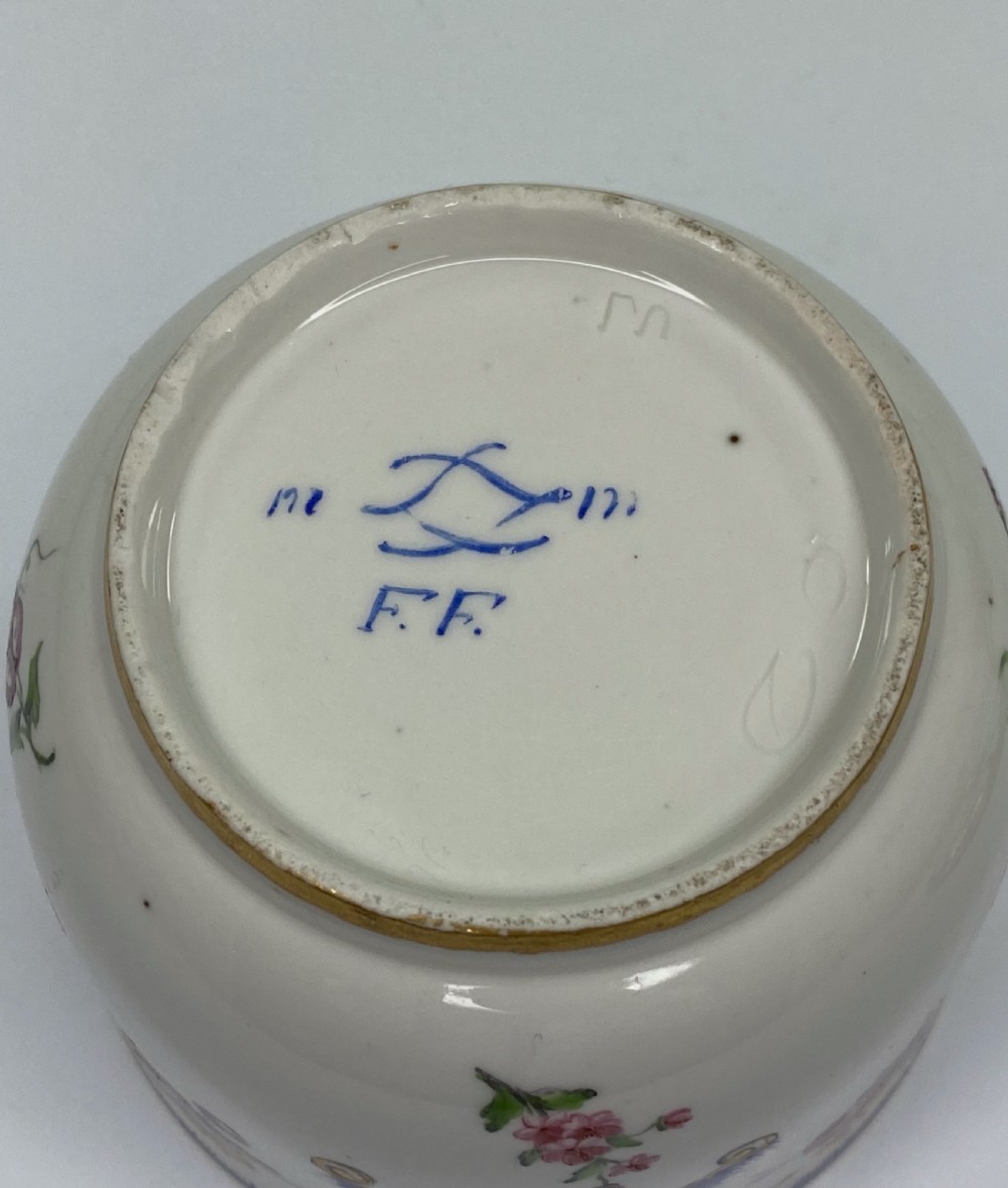 Sevres porcelain sucrier and cover, dated 1783. View X