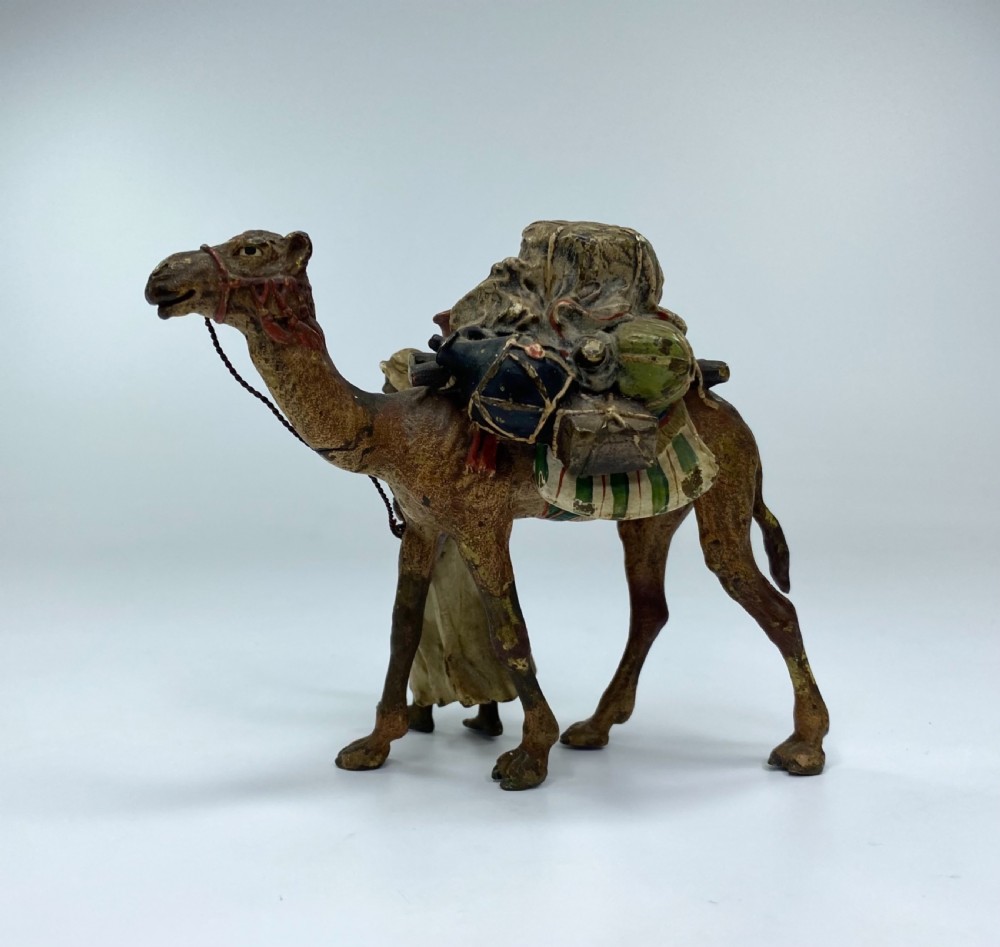 Franz Bergman bronze Arab & camel group, c. 1900. View II