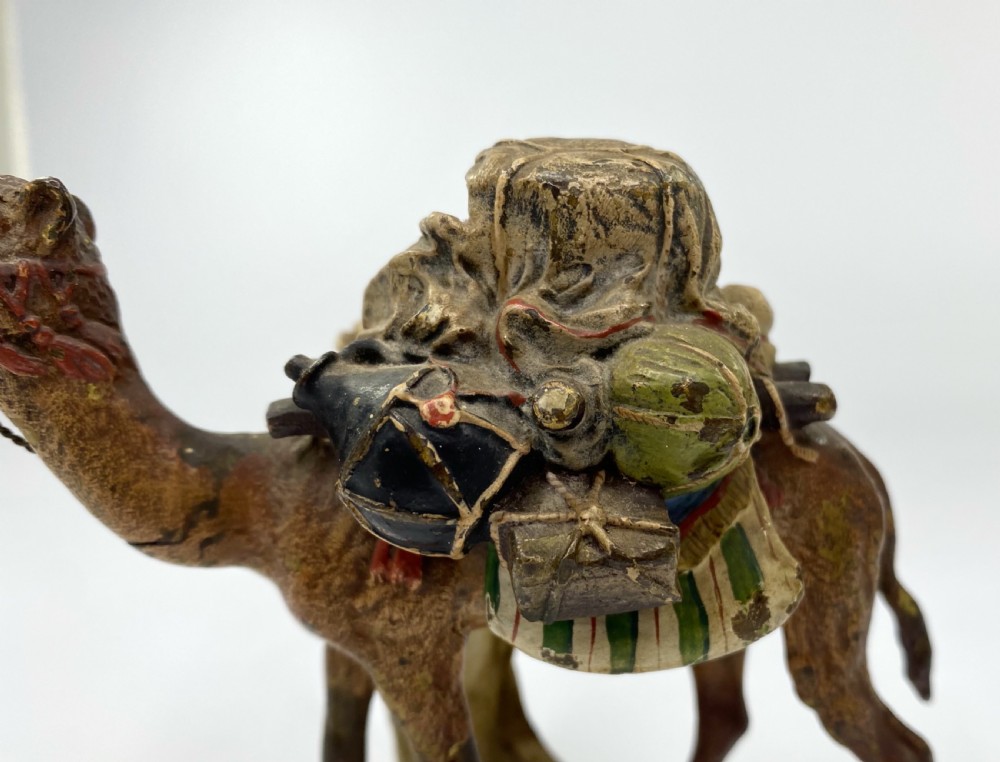Franz Bergman bronze Arab & camel group, c. 1900. View III