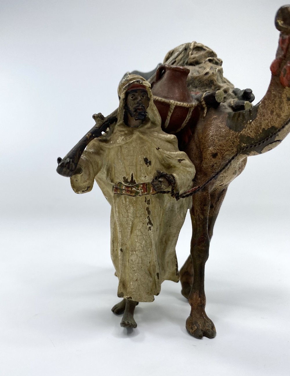 Franz Bergman bronze Arab & camel group, c. 1900. View VI