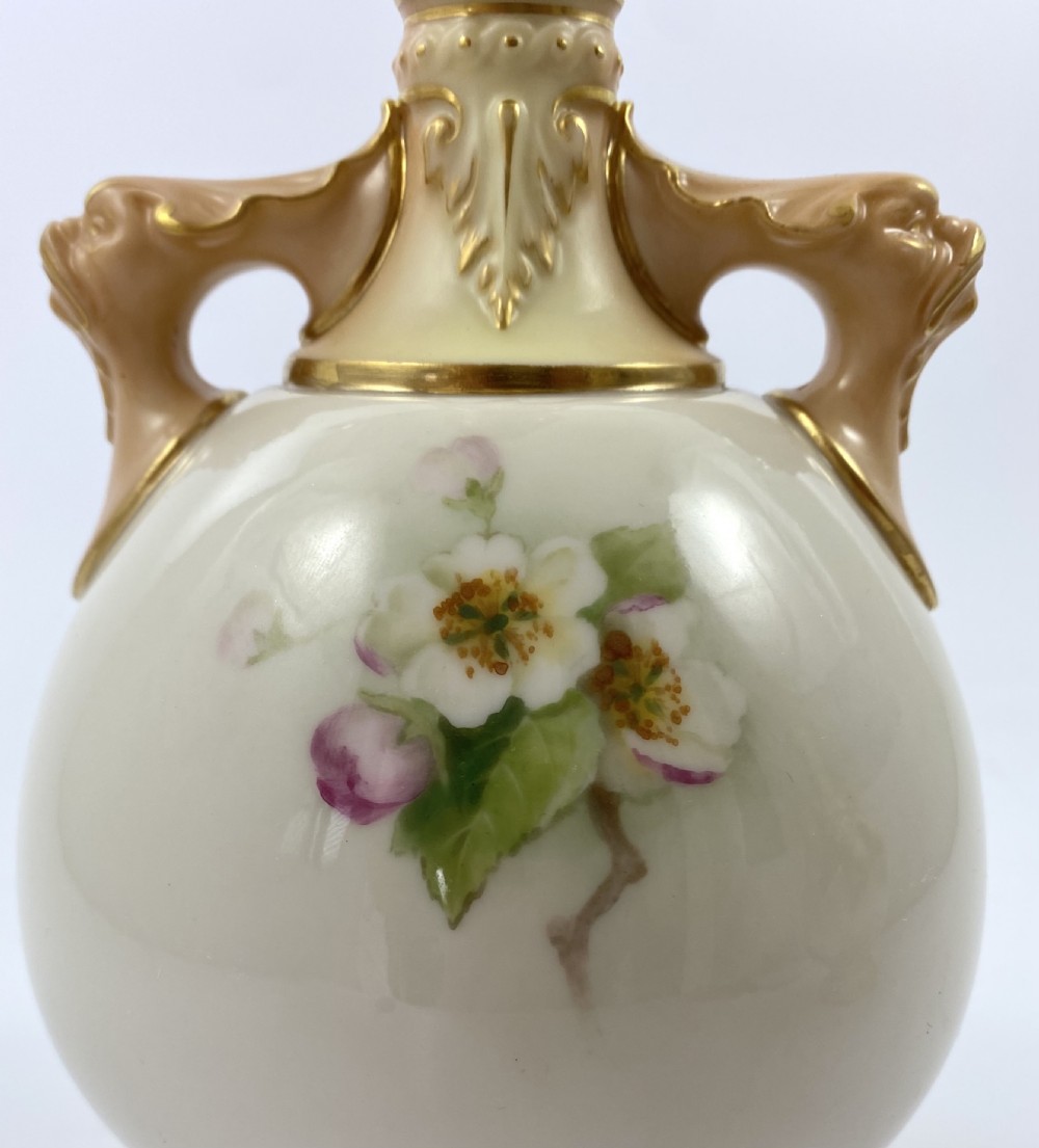 Pair Royal Worcester vases. Fruit, signed F. Parker, d. 1906. View VI