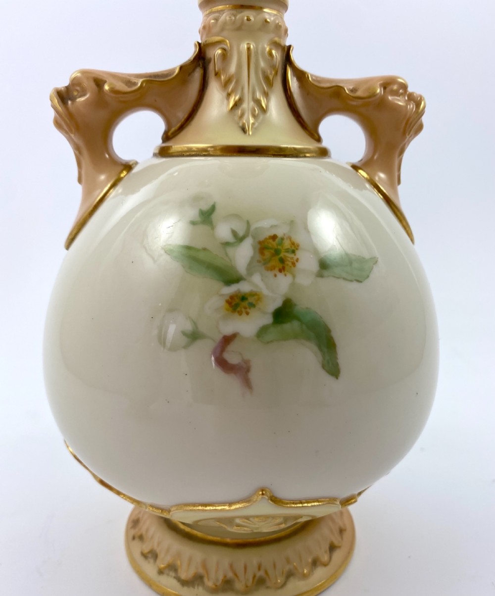 Pair Royal Worcester vases. Fruit, signed F. Parker, d. 1906. View IX