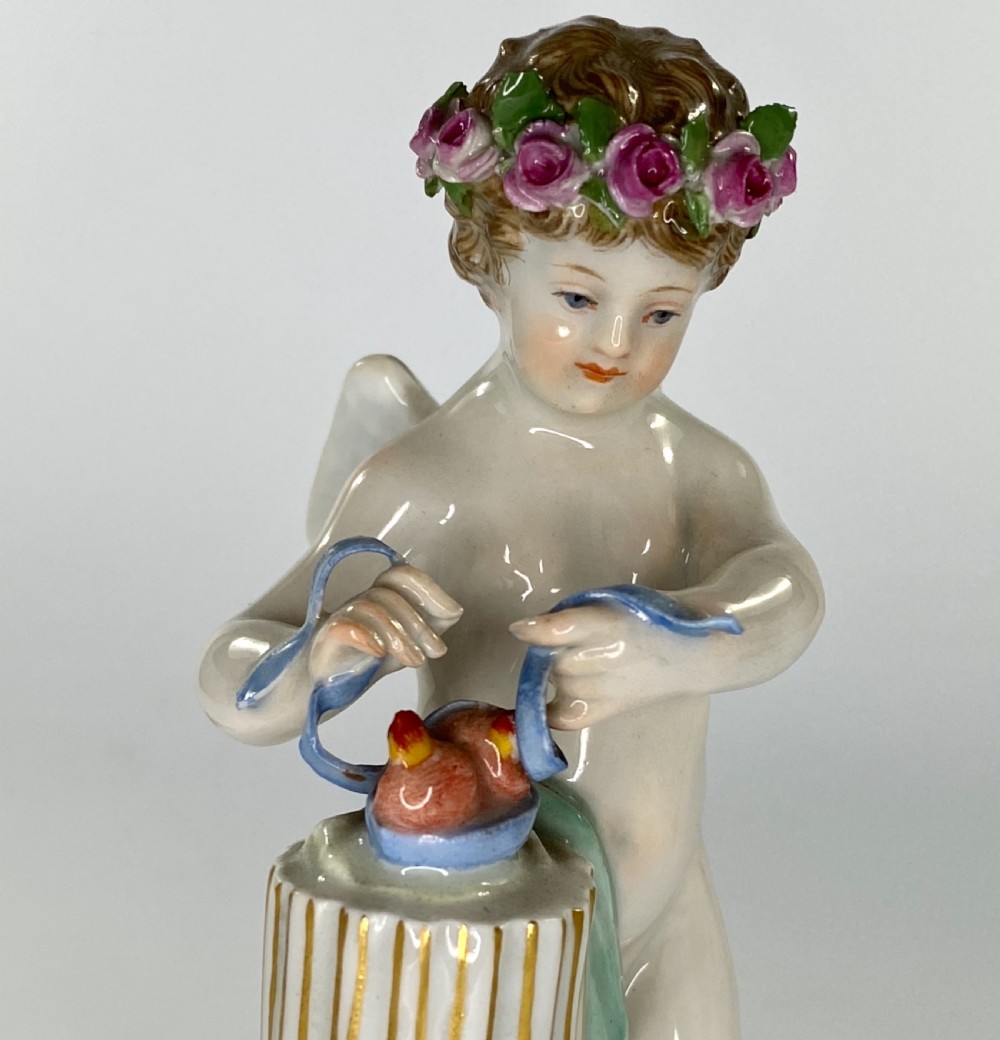 Meissen porcelain Putti, after Acier, c. 1870. View VI