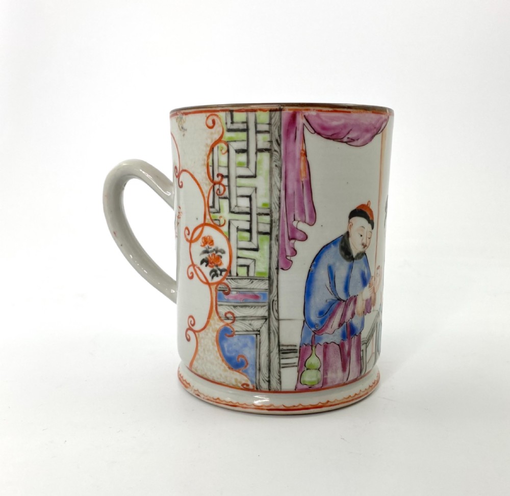 Chinese porcelain mug. Famille rose decoration, c. 1760. Qianlong Period.