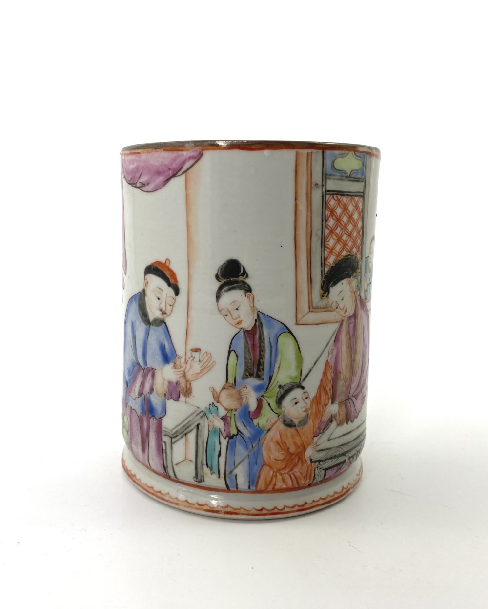 Chinese porcelain mug. Famille rose decoration, c. 1760. Qianlong Period. View II