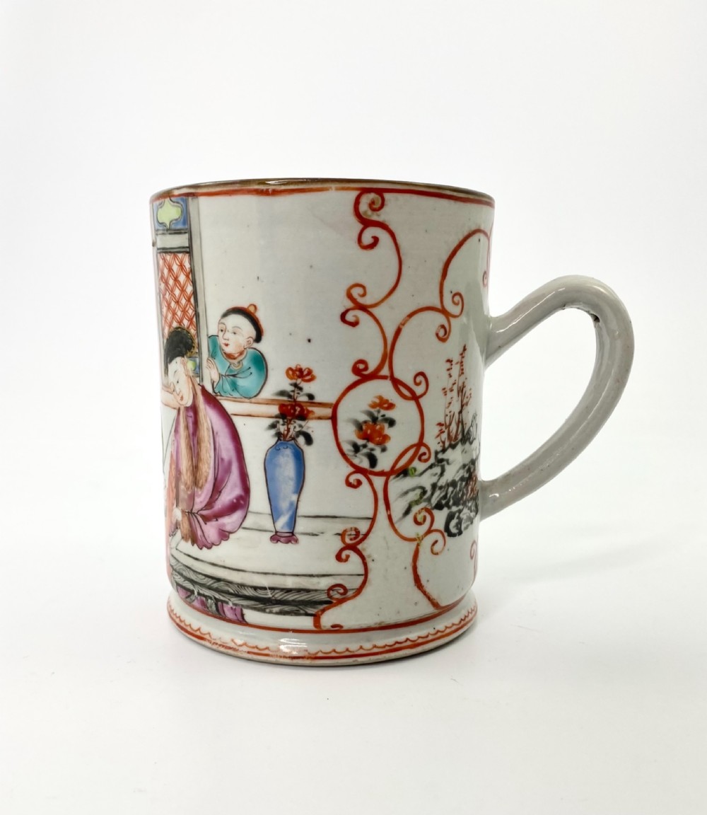 Chinese porcelain mug. Famille rose decoration, c. 1760. Qianlong Period. View III