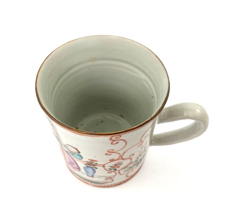 Chinese porcelain mug. Famille rose decoration, c. 1760. Qianlong Period. View VI