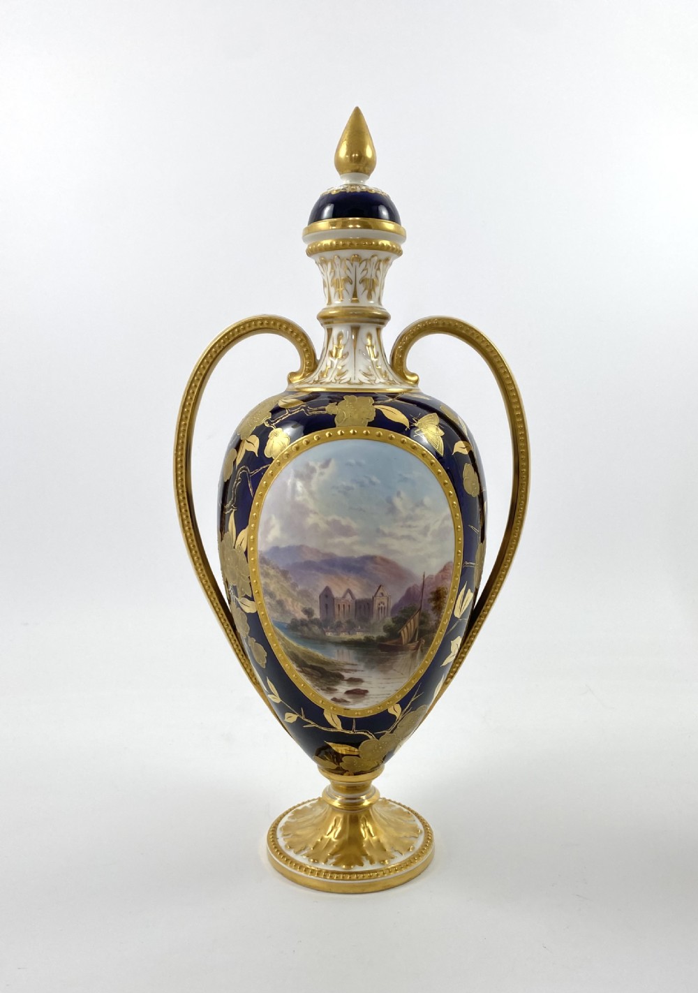 Pair Davenport porcelain vases & covers, c. 1875. View V